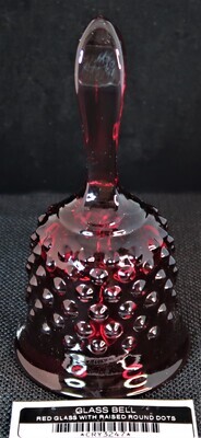 GLASS BELL RED GLASS WITH RAISED ROUND DOTS