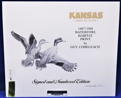 1987-88 KANSAS FIRST OF THE STATE SIGNED AND NUMBERED EDITION WATERFOWL HABITAT PRINT GUY COHELEACH 1412/10015