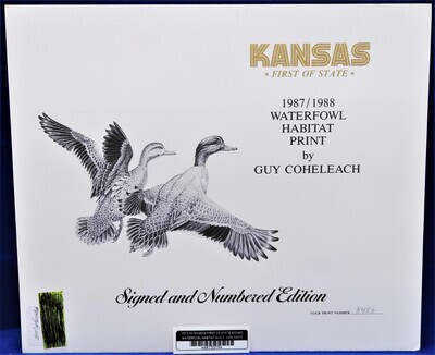 1987-88 KANSAS FIRST OF THE STATE SIGNED AND NUMBERED EDITION WATERFOWL HABITAT PRINT GUY COHELEACH 8456/10015
