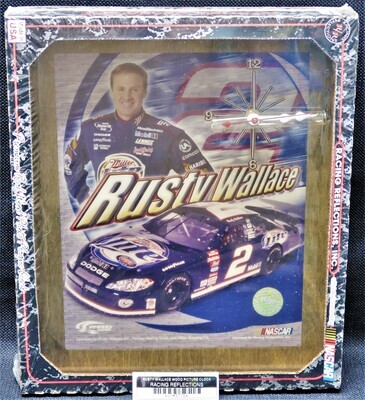 RUSTY WALLACE WOOD PICTURE CLOCK RACING REFLECTIONS