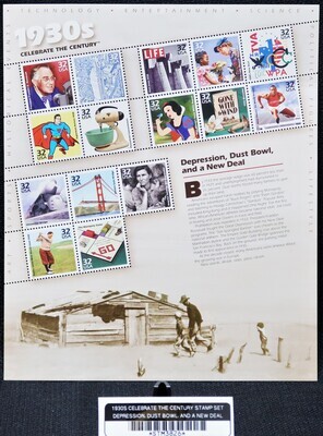 1930S CELEBRATE THE CENTURY STAMP SET DEPRESSION, DUST BOWL, AND A NEW DEAL