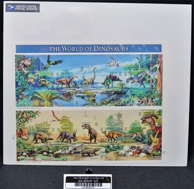 1996 THE WORLD OF DINOSAURS 32C STAMP SET