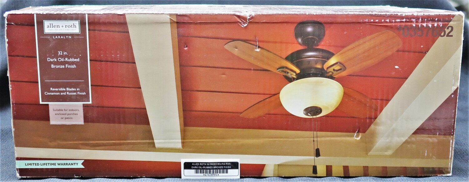 ALLEN ROTH 32 INCH CEILING FAN DARK OILRUBBED BRONZE FINISHED