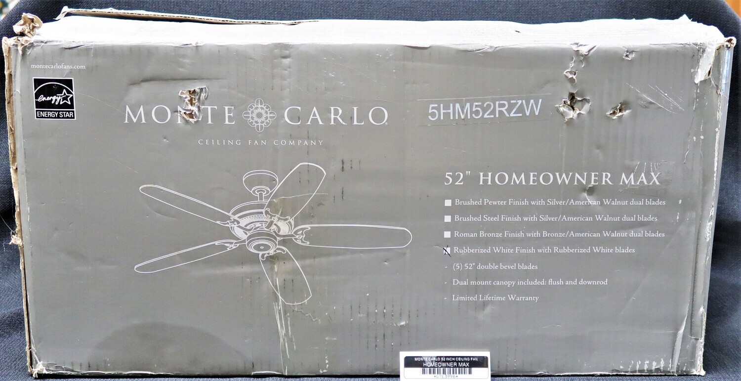 MONTE CARLO 52 INCH CEILING FAN HOMEOWNER MAX
