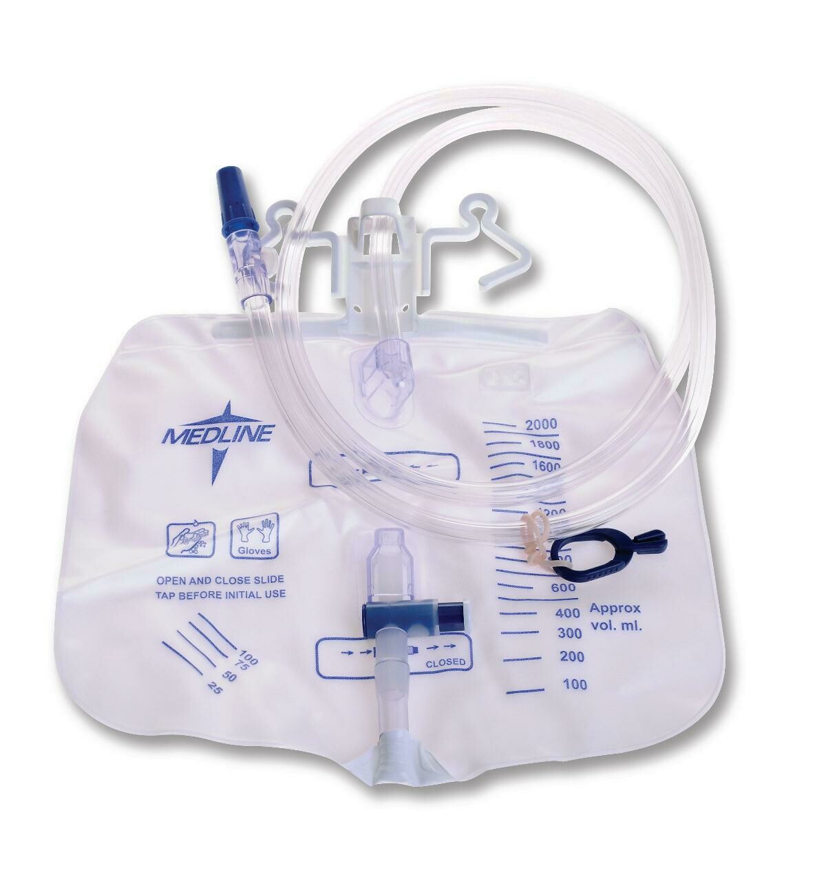 URINARY DRAINAGE BAG, VALVE W/ SLIDE-TAP, 2000ml