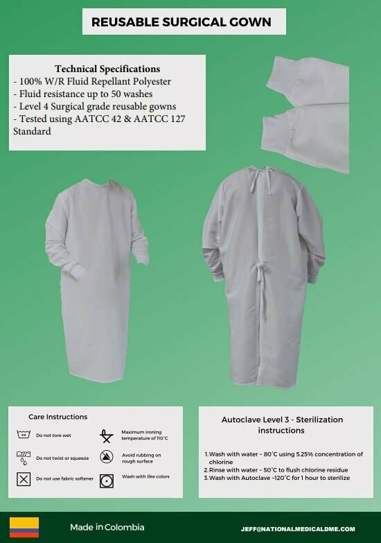 SURGICAL GOWN, REUSABLE, LEVEL 4, 10 PER BOX
