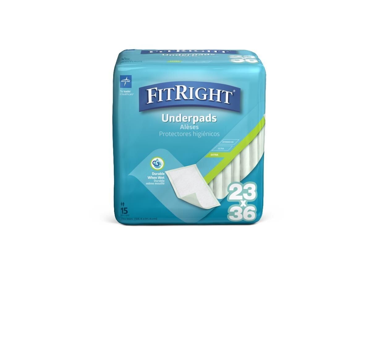 FITRIGHT EXTRA UNDERPADS, 23" X 36", 15/BG