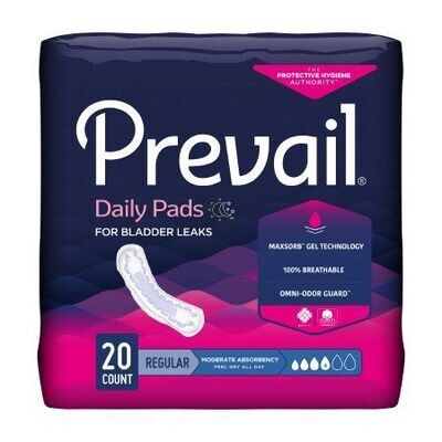 PREVAIL DAILY PADS,MODERATE, 20/BG