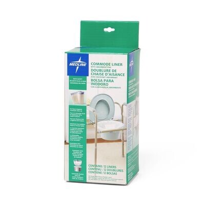 COMMODE LINER W/ ABSORBENT PAD, 12/BOX