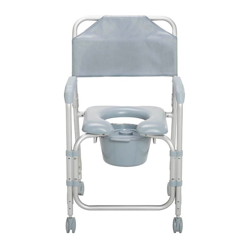 DLX ALUMINIUM COMMODE W/ WHEELS PADDED SEAT