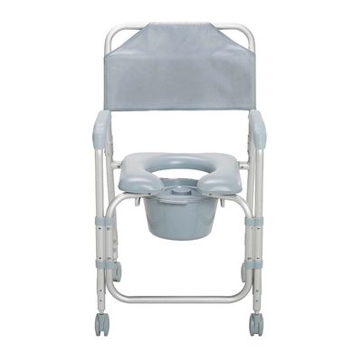 DLX ALUMINIUM COMMODE W/ WHEELS PADDED SEAT