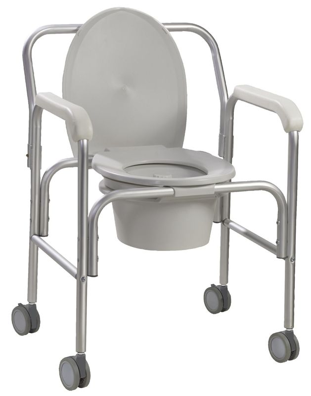 DLX ALUMINUM WHEELED COMMODE