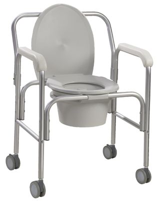 DLX ALUMINUM WHEELED COMMODE