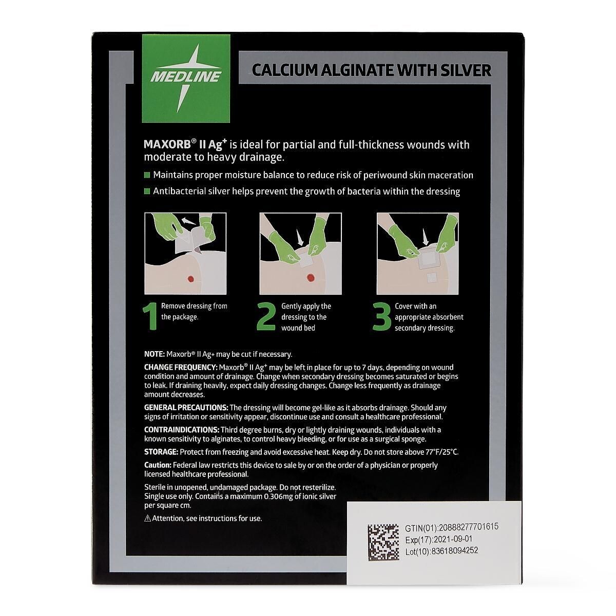 maxorb extra ag silver alginate dressing Maxorb Extra Ag Silver Alginate Dressing 4" x 8"