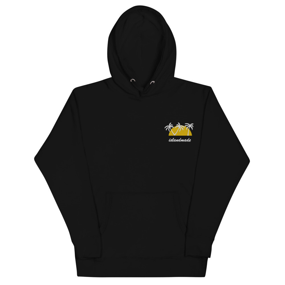 VI Palm Tree Unisex Hoodie embroidered, Color: Black, Size: S