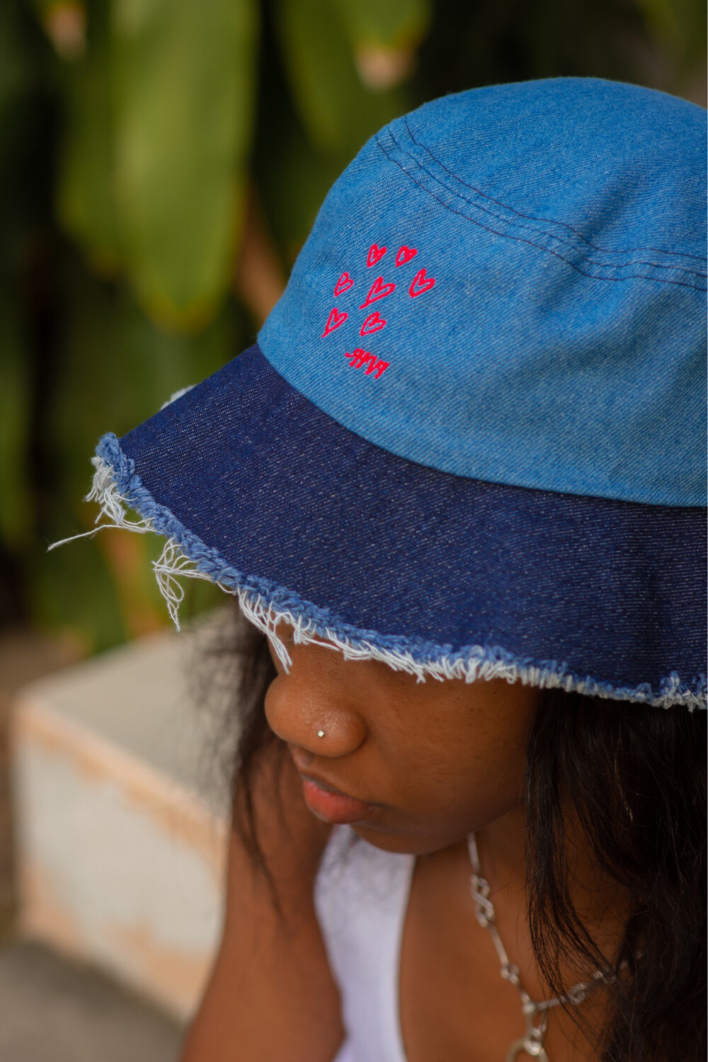 HVI Distressed 2 Panel denim bucket hat