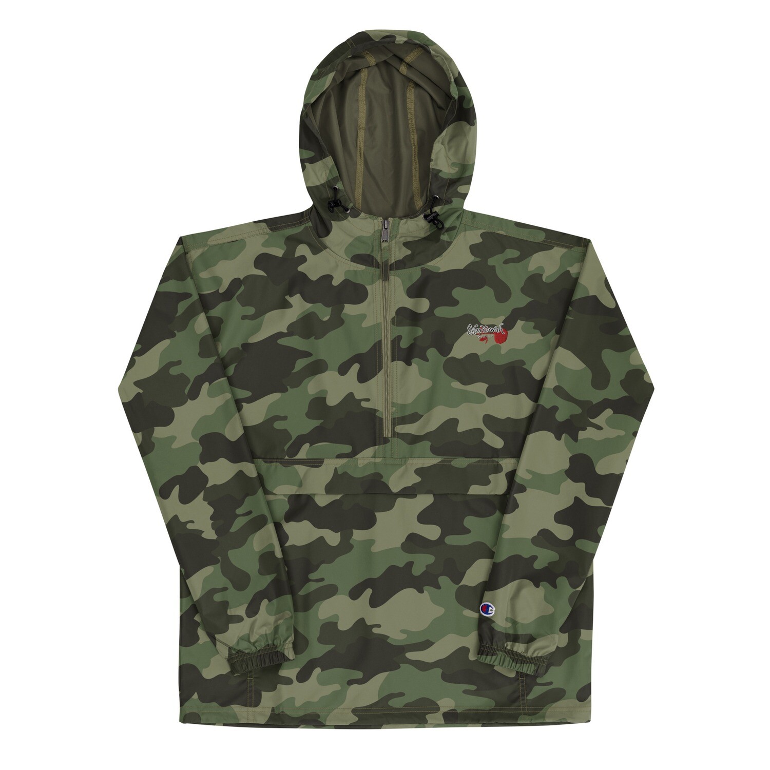 Love &amp; Loyalty Embroidered Packable Jacket, Color: Olive Green Camo, Size: S