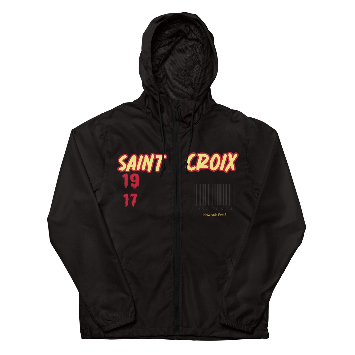  Saint Croix lightweight zip up windbreaker, Color: Black, Size: XS