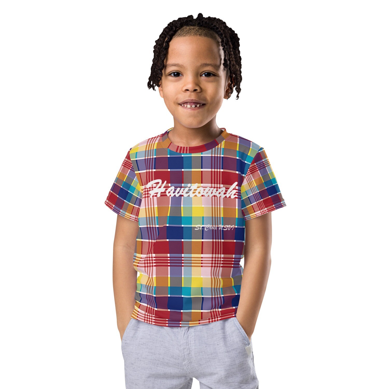 Madras Kids crew neck t-shirt
