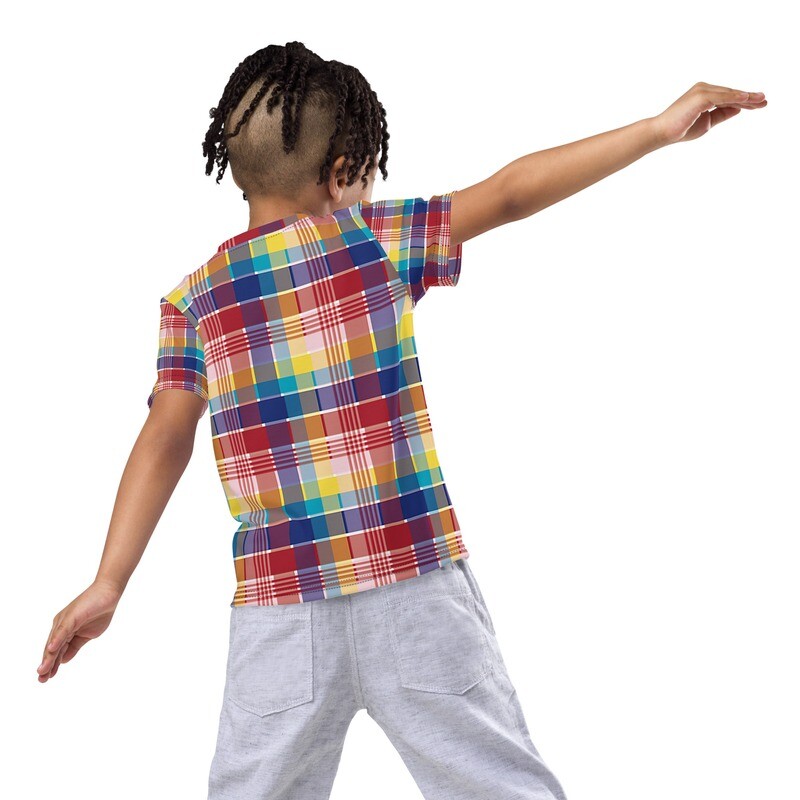 Madras Kids crew neck t-shirt