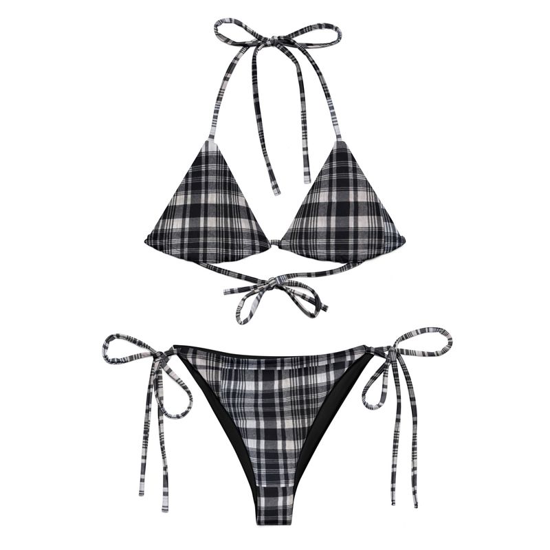 Black &amp; White All-over print recycled string bikini