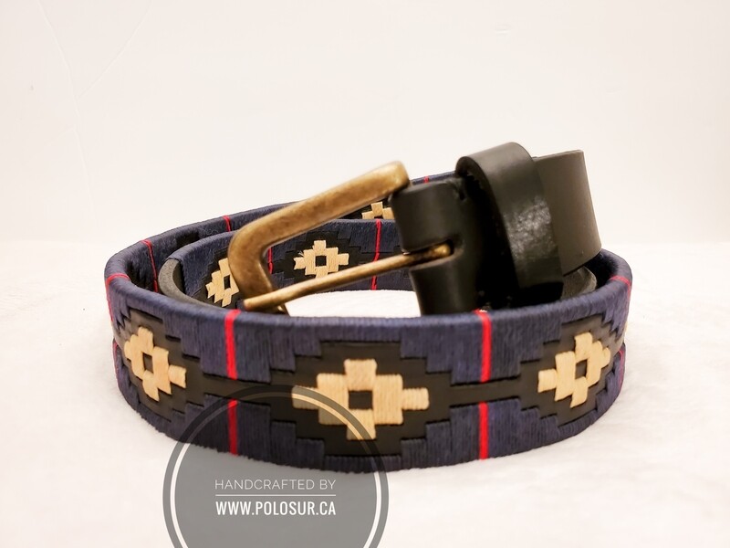 Leather stitched Polo Belt Luxembourg 105CM (38-40&quot;)