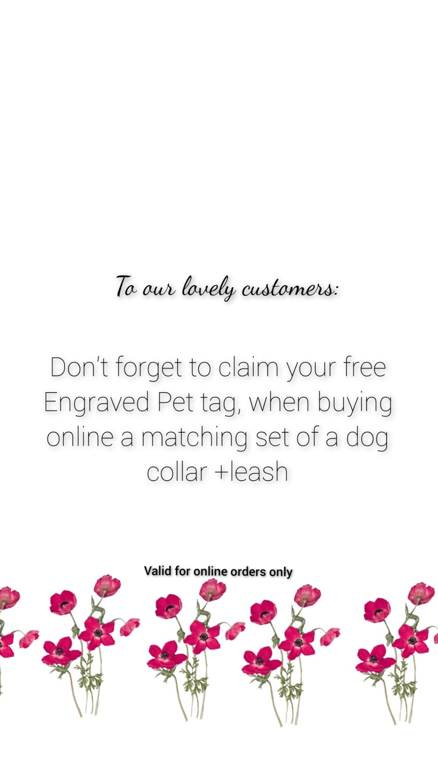 PET TAG: Free, when purchasing a matching set