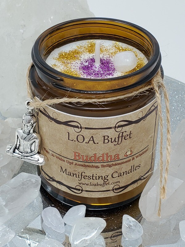 Buddha, Enlightenment Candle, Law Of Attraction, Hand Poured Soy Candle, Ritual Candle for Opening Third Eye &amp; Spiritual Awareness