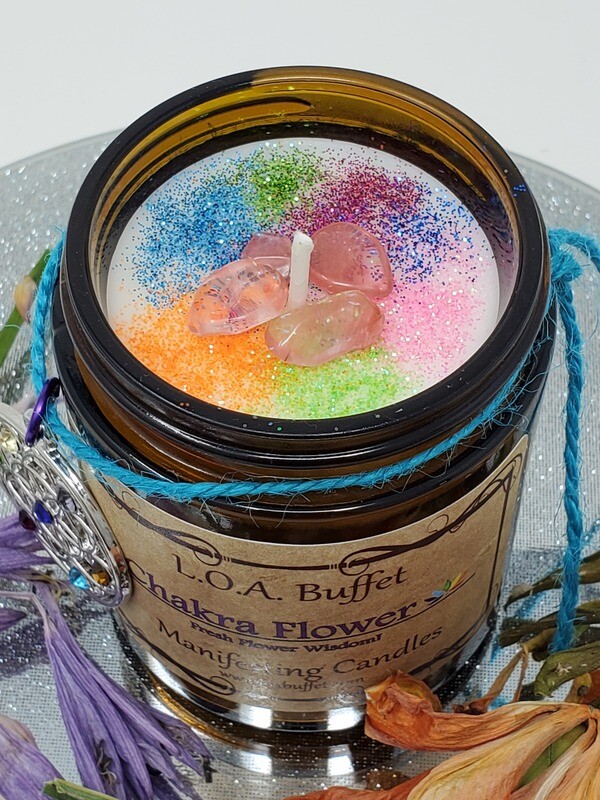 Chakra Candle, Chakra Flower Candle, Law Of Attraction, Hand Poured Soy Candle, Chakra Balancing Candle