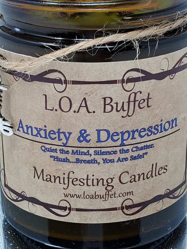Anxiety and Depression Candle, Law Of Attraction, Hand Poured Soy Candle, Herbal Alchemy Candle for Anxiety &amp; Depression