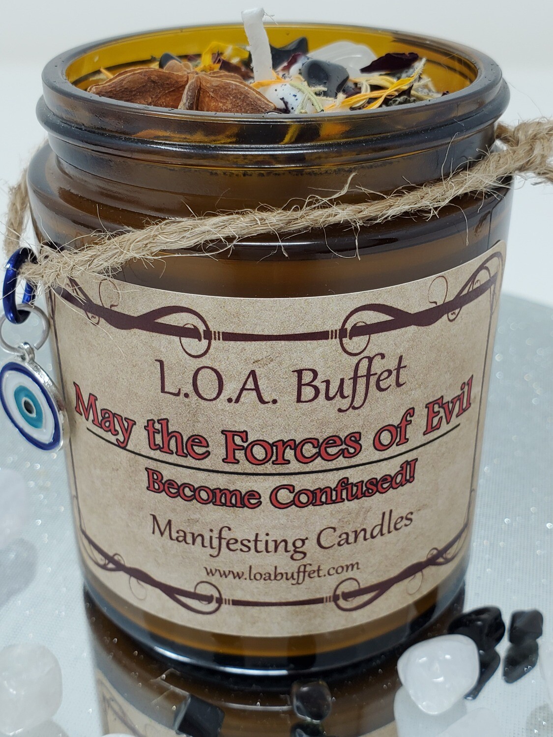 Protection Candle, Protect Against Negative People and Energies, Hamsa Evil Eye, Hand Poured Soy