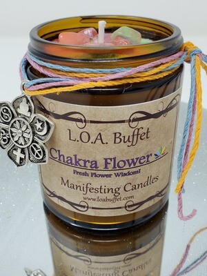 Chakra Candle, Chakra Flower Candle, Law Of Attraction, Hand Poured Soy Candle, Chakra Balancing Candle