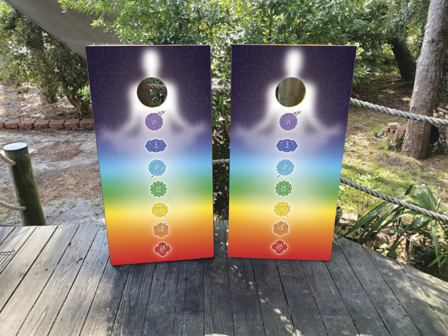 Chakra Vinyl Cornhole Board Wraps, Corn Hole Board WRAPS ONLY. Spiritual Cornhole Boards!