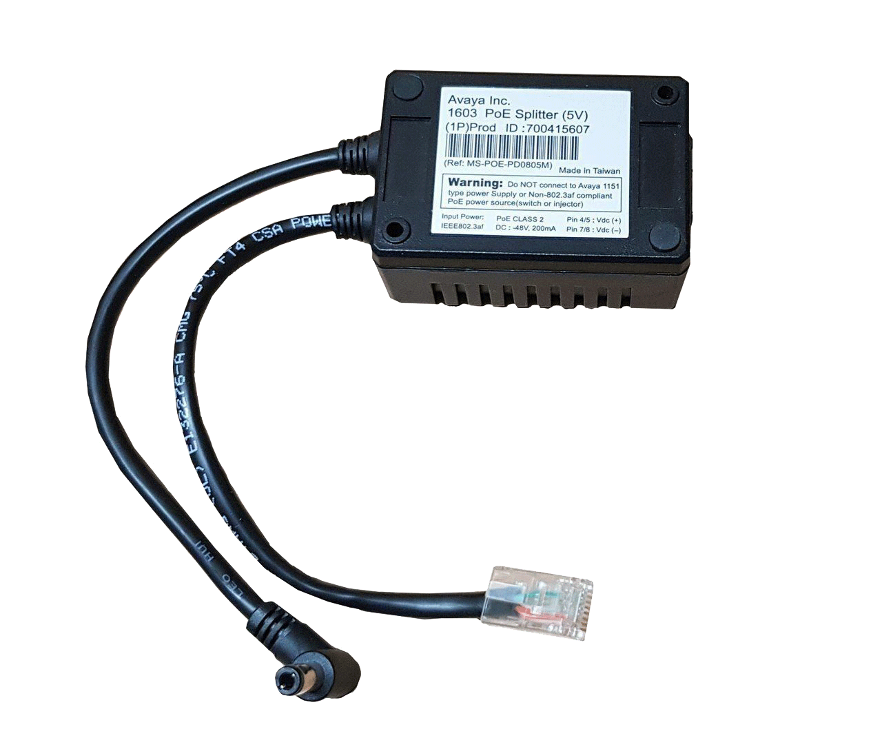 Avaya 1603 IP Telephone PoE Splitter