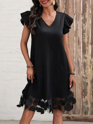 Ruffled V Neck Dress