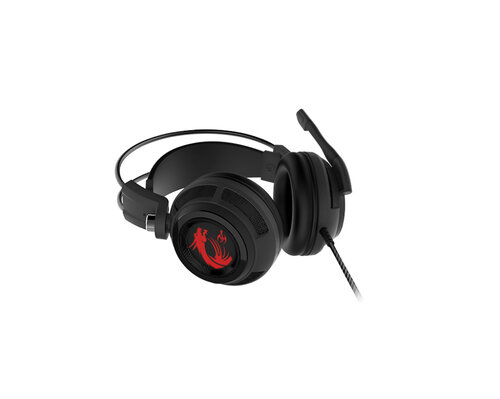 MSI CUFFIE HEADSET GAMING DS502, VIRTUAL 7.1 SURROUND, USB IN-LINE CONTROLLER, MICROFONO RETRATTILE, COLORE NERO/ROSSO