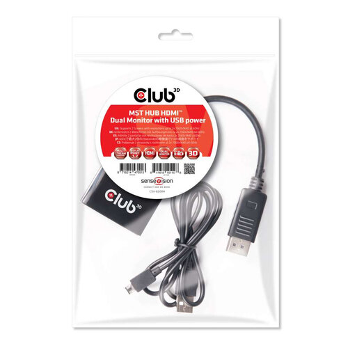 CLUB3D VIDEO SPLITTER MST HUB DISPLAYPORT P++1.2 1-2 HDMI