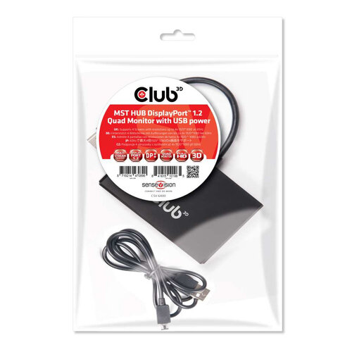 CLUB3D VIDEO SPLITTER MST HUB DISPLAYPORT++1.2 TO 4X DISPLAYPORT