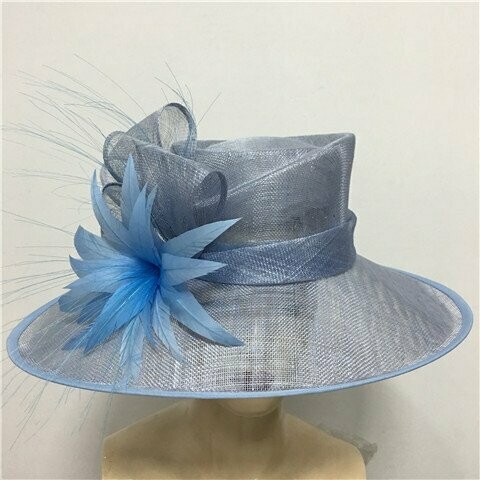 Large Sinamay Hat with dramatic Feather Trim
