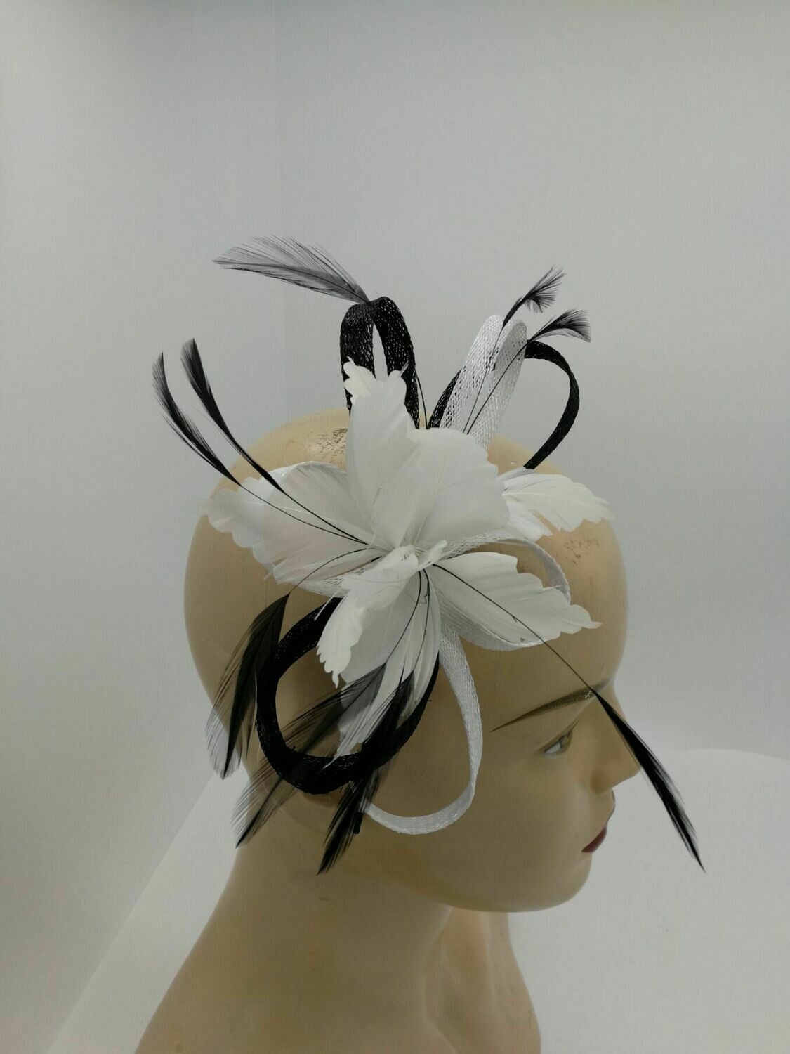 Sinamay & Feather Fascinator On Band