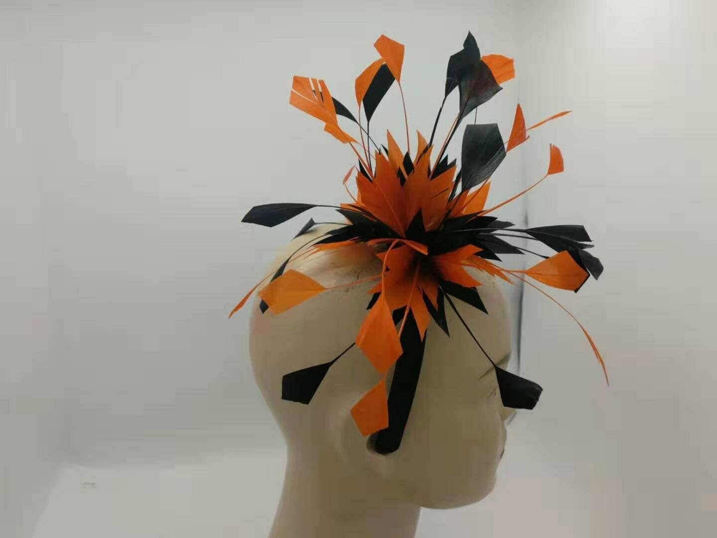 Dramatic Feather Fascinator On Satin Band