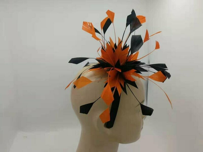 Dramatic Feather Fascinator On Satin Band