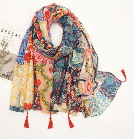 Classic Millinery MULTI colour scarf with tassles