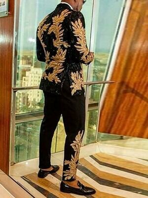 Lapel Color Block Slim leisure Suit