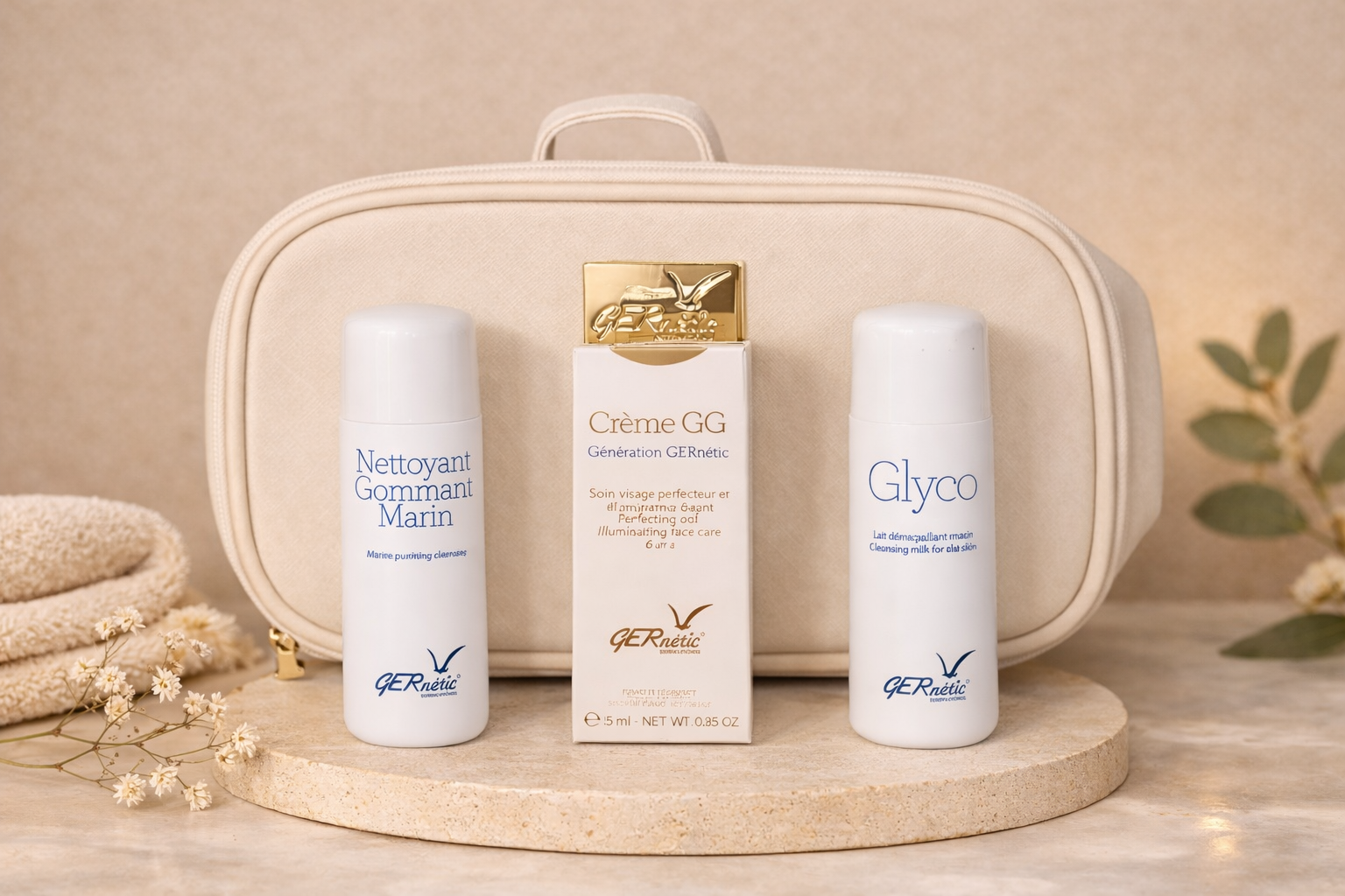 GERNETIC Frische & Glow Set – GG Creme 15 ml + Glyco 50 ml + Nettoyant Gommant Marin 50 ml