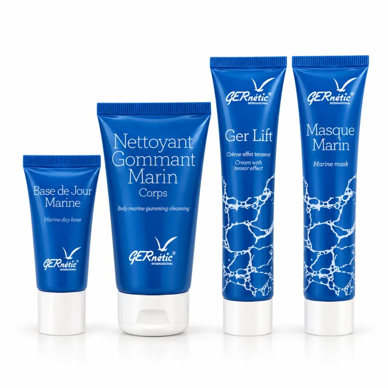 GERNETIC Marine Set | Nettoyant Gommant Marin Corps 50ml, Ger Lift 30ml, Base de Jour Marine 13ml, Masque Marine 30ml
