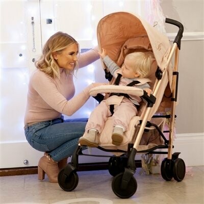 billie faiers mb51 rose gold black quilted stroller