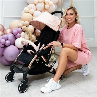 billie faiers mb51 rose gold black quilted stroller
