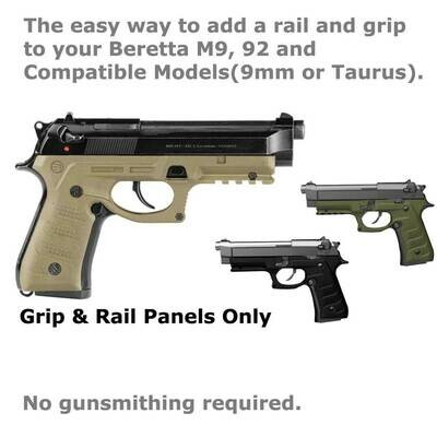 Rail and Grip Panels M9, 92 &amp; Compatible Models (9mm), 3 Colors
