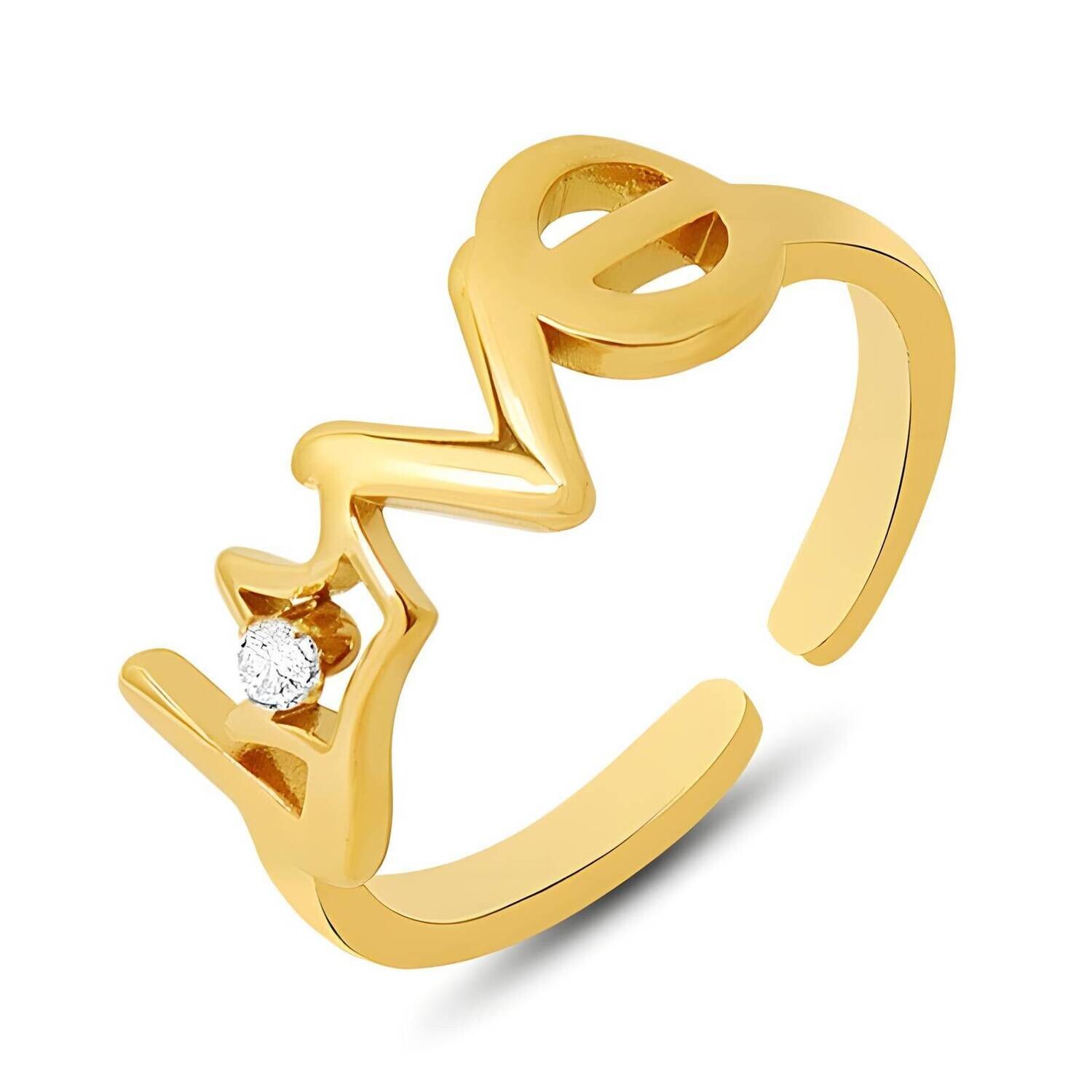 18K Gold Plated Stainless Steel &quot;LOVE&quot; Finger Ring